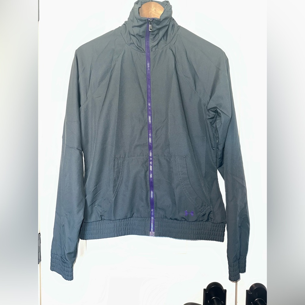 Under Armour Full Zip Jacket Lightweight Semi-Fitted Grey Purple Size Small